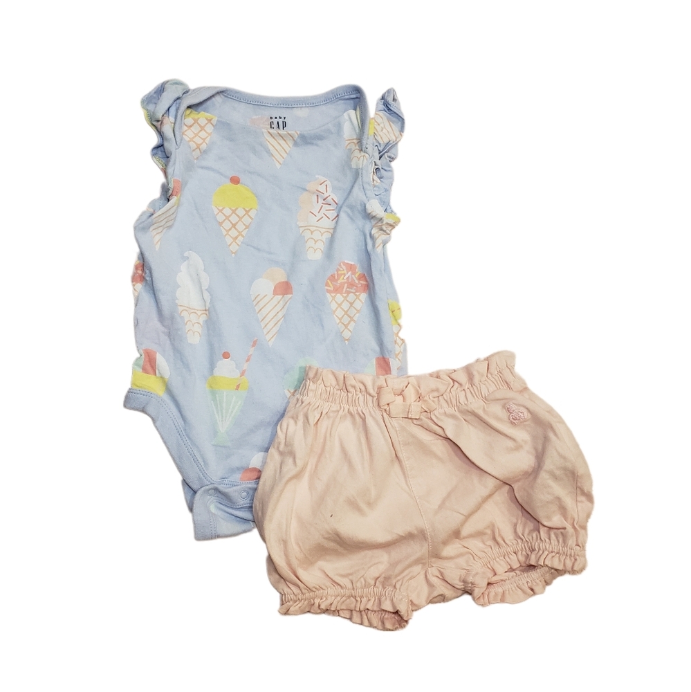 Baby Gap 3-6m Ice Cream Bodysuit & Pink Bubble Shorts
